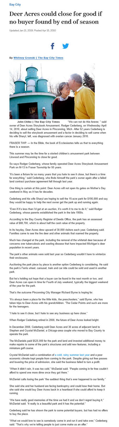 Deer Acres Storybook Amusement Park - 2019 Article On The Park From Mlive (newer photo)